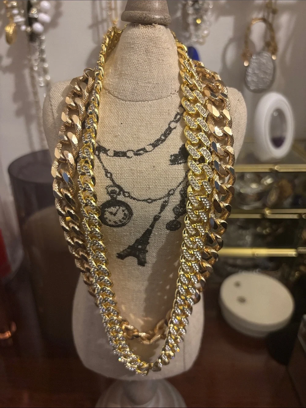 Rhinestone and Gold Necklaces